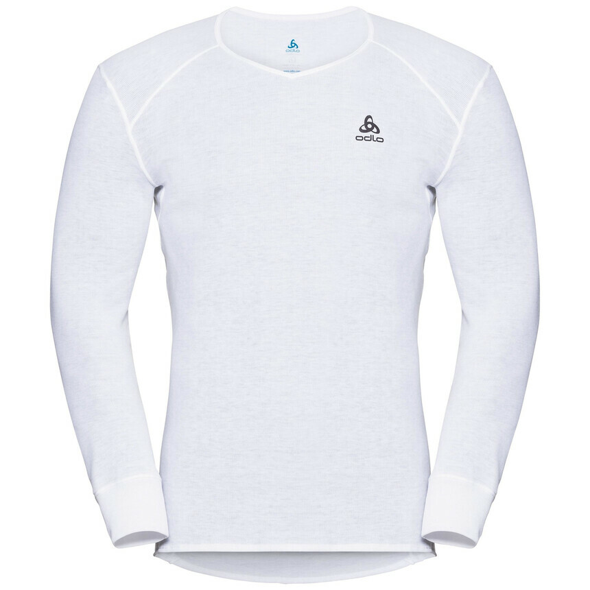 ODLO ORIGINALS WARM Funktionsshirt, langärmeliges Shirt mit V-Ausschnitt, weiß