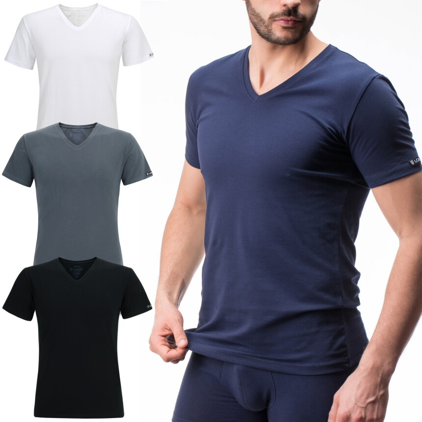 T-Shirt LORD V-Neck, Unterhemd V-Ausschnitt, Baumwolle und Elastan, Slimfit