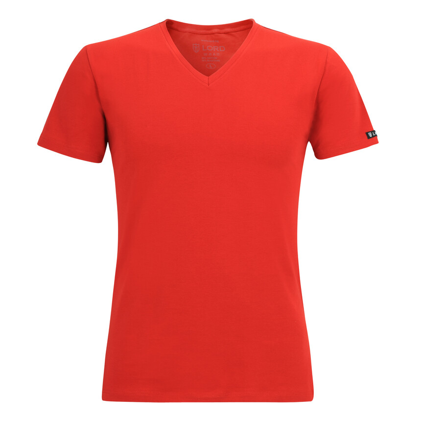 T-Shirt LORD V-Neck, Unterhemd V-Ausschnitt, Baumwolle und Elastan, Slimfit M rot