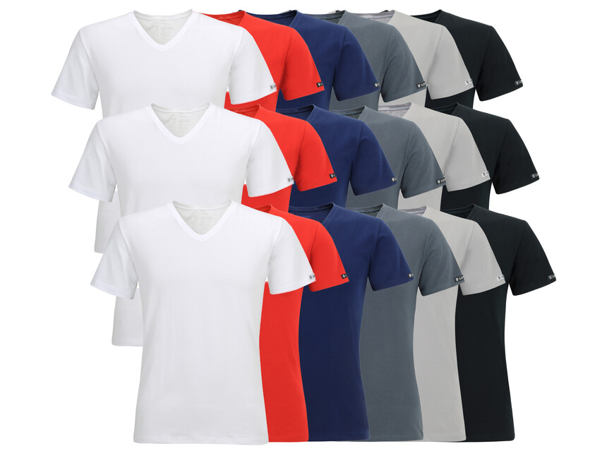 3er Pack Herren T-Shirt LORD V-Neck, Unterhemd V-Ausschnitt, Baumwolle und Elastan, Slimfit
