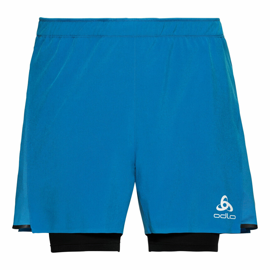ODLO ZEROWEIGHT CERAMICOOL PRO 2-in-1-Shorts, Herren Laufhose, Sporthose blue aster